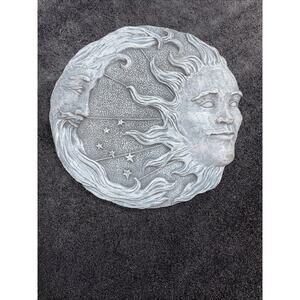 Celestial Sun and Moon Wall Plaque Yard Accent Garden Outdoor Stone Decor